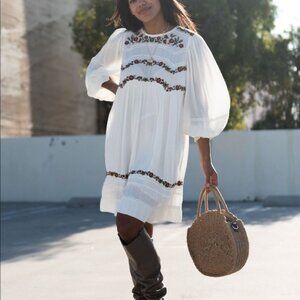 Free People Pasadena embroidered mini dress in white